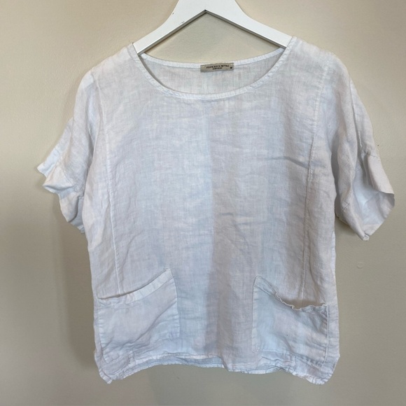 Francesca Bettini Tops - FRANCESCA BETTINI Womens Size Medium Shirt Blouse Top 100% Linen Minimalist